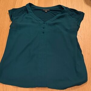 Elegant Teal V-Neck Blouse